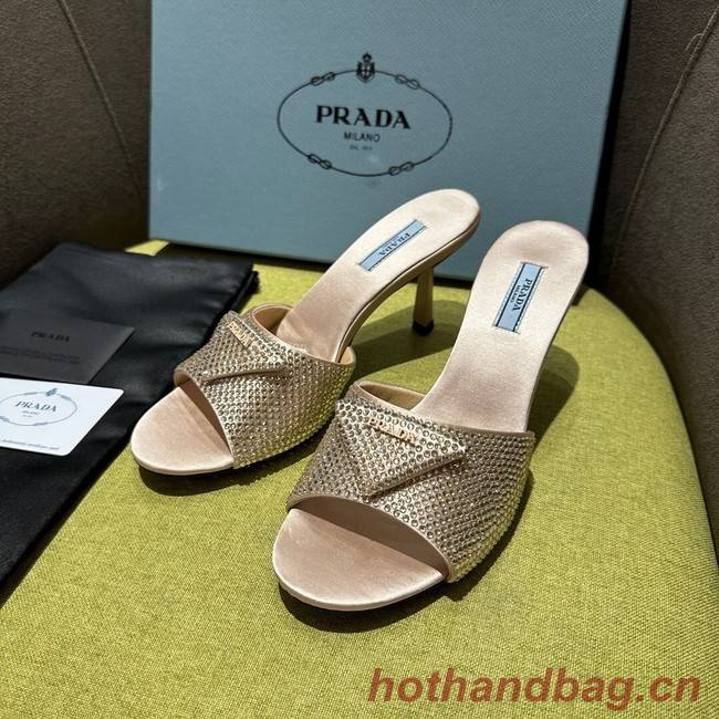 Prada High-heeled satin slides with crystals 93509-4