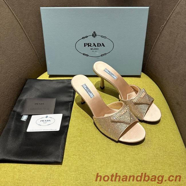 Prada High-heeled satin slides with crystals 93509-4