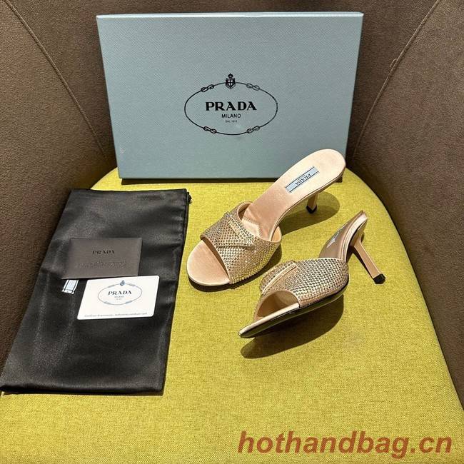 Prada High-heeled satin slides with crystals 93509-4