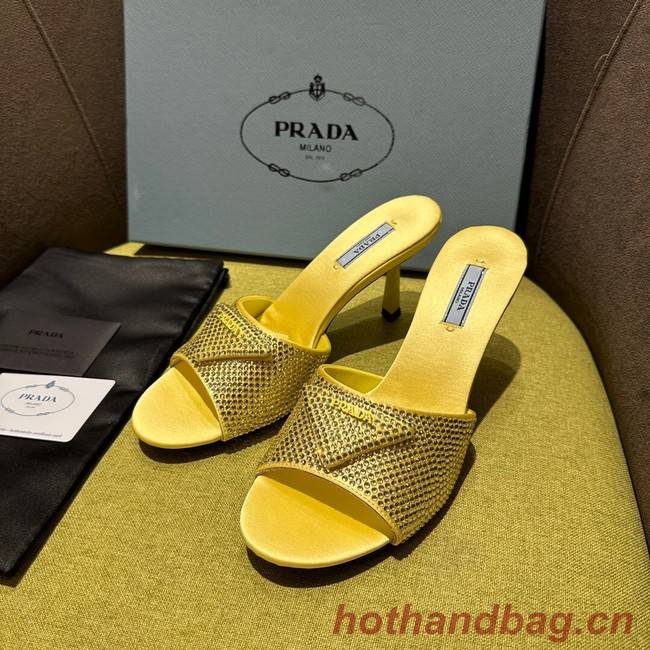 Prada High-heeled satin slides with crystals 93509-5