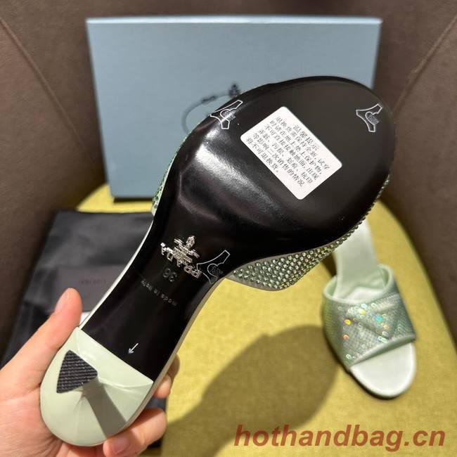 Prada High-heeled satin slides with crystals 93509-6