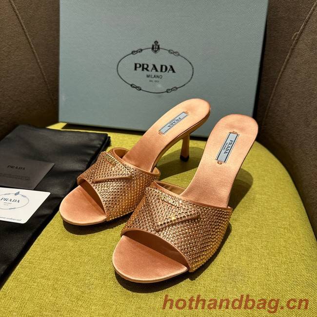 Prada High-heeled satin slides with crystals 93509-8