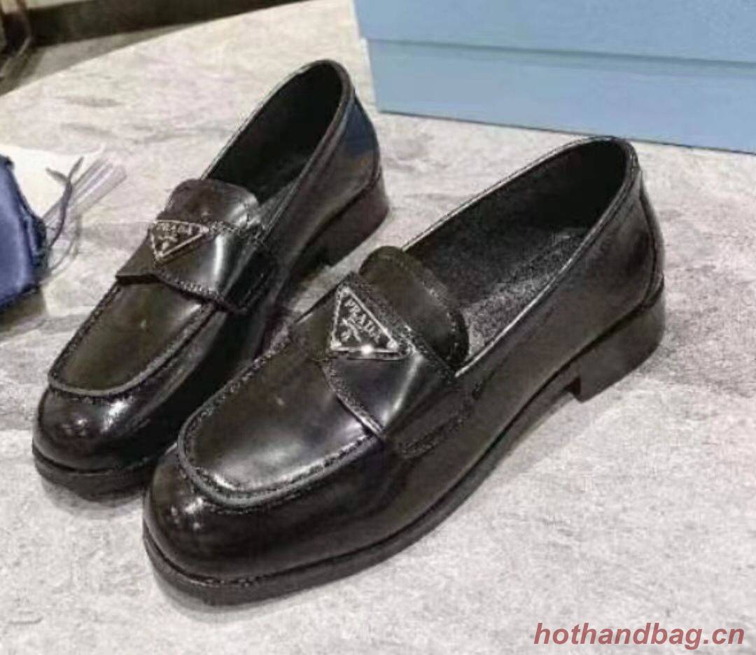 Prada Leather Loafers Shoes PD20310 Black