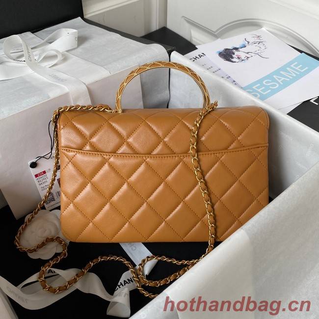 Chanel SMALL FLAP BAG WITH TOP HANDLE AS4232 brown