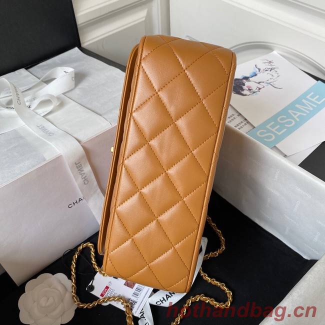 Chanel SMALL FLAP BAG WITH TOP HANDLE AS4232 brown