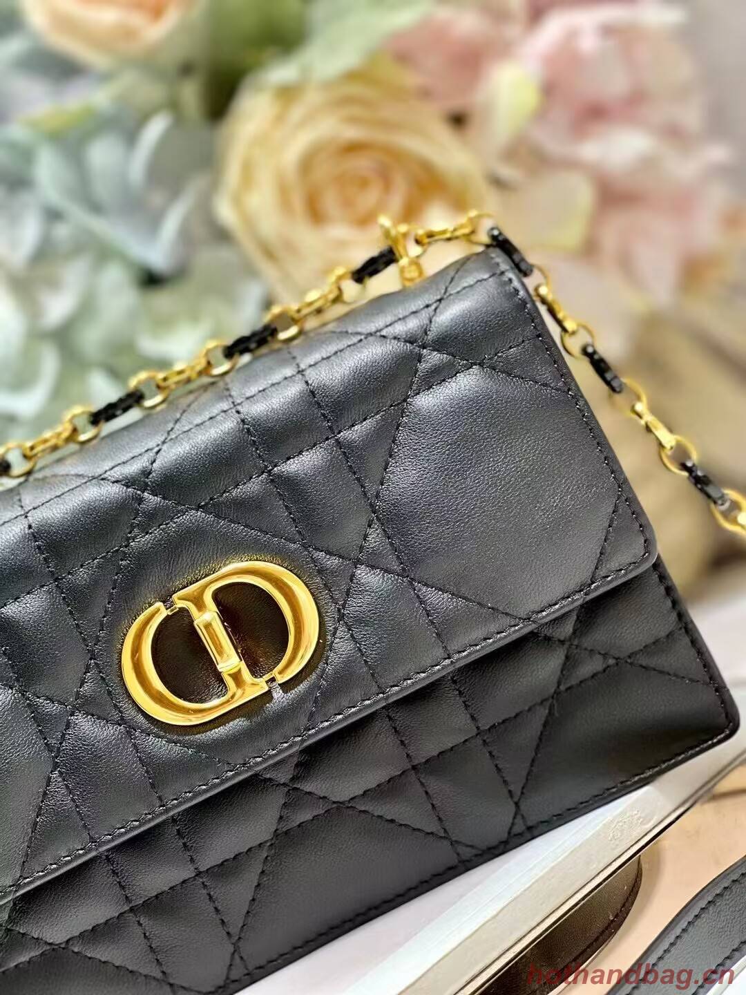 Dior MISS CARO MINI BAG Macrocannage Lambskin S5169UD BLACK