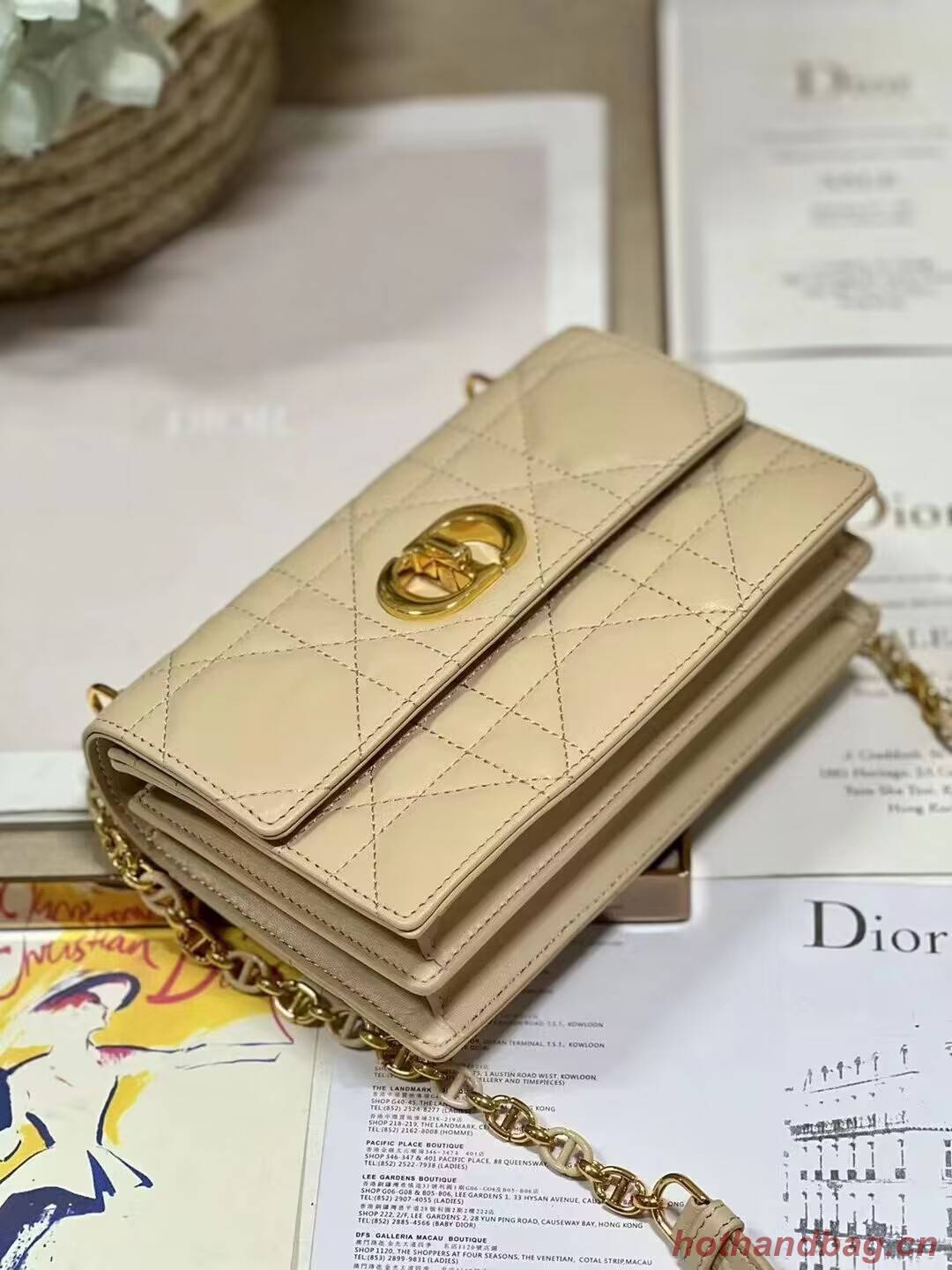 Dior MISS CARO MINI BAG Macrocannage Lambskin S5169UD Sand-Colored