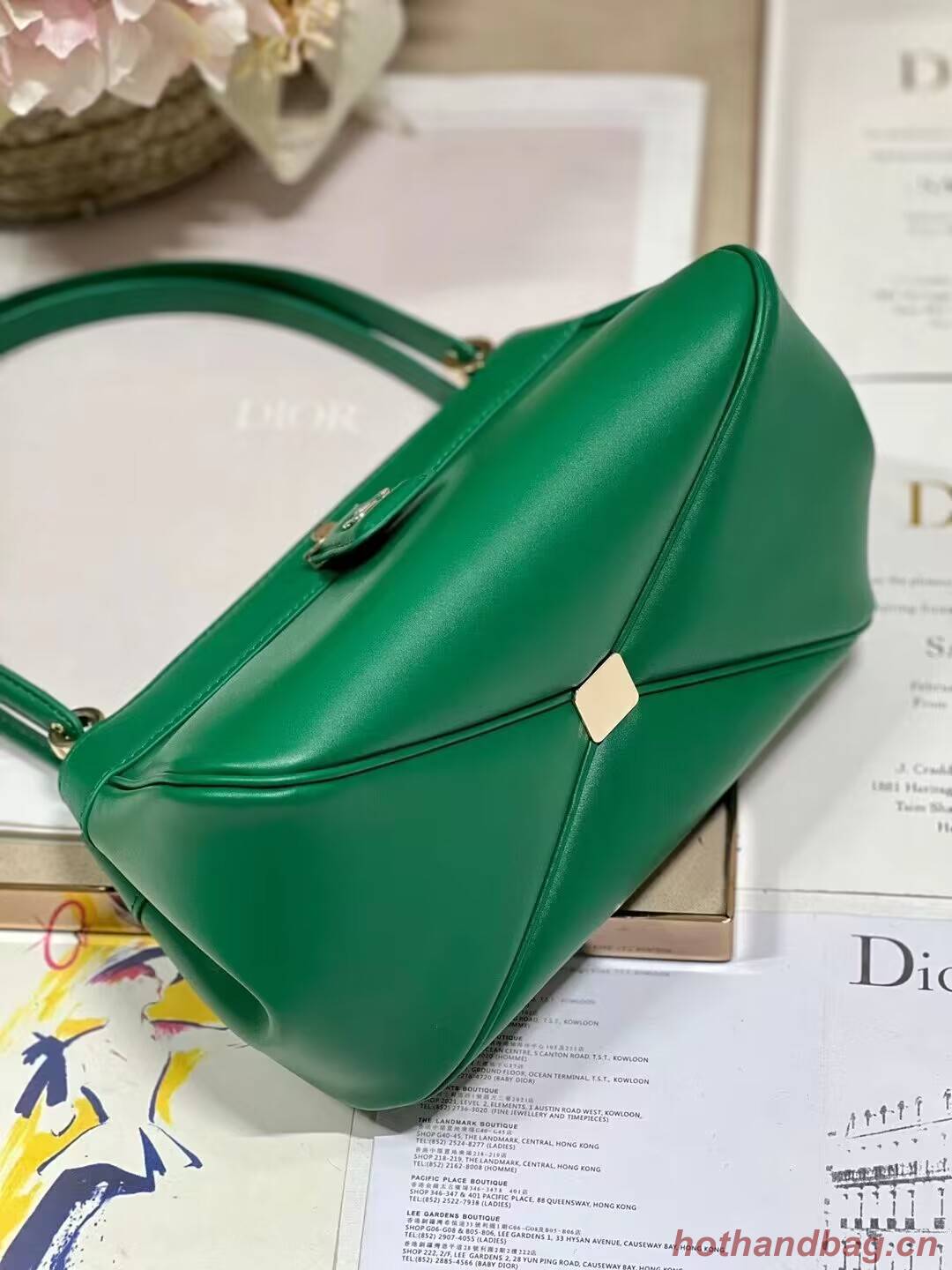 SMALL DIOR KEY BAG Box Calfskin M1844O green