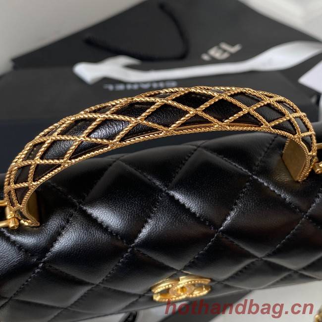 Chanel MINI FLAP BAG WITH TOP HANDLE AP3385 black