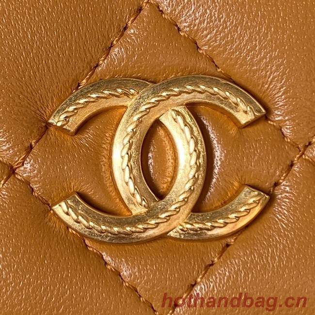 Chanel MINI FLAP BAG WITH TOP HANDLE AP3385 brown