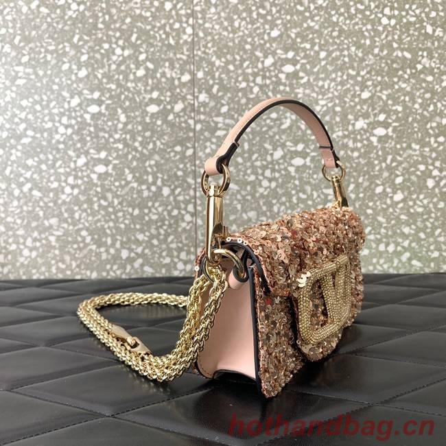 VALENTINO V-logo MINI LOCO sequin and leather bag WA0K53-1