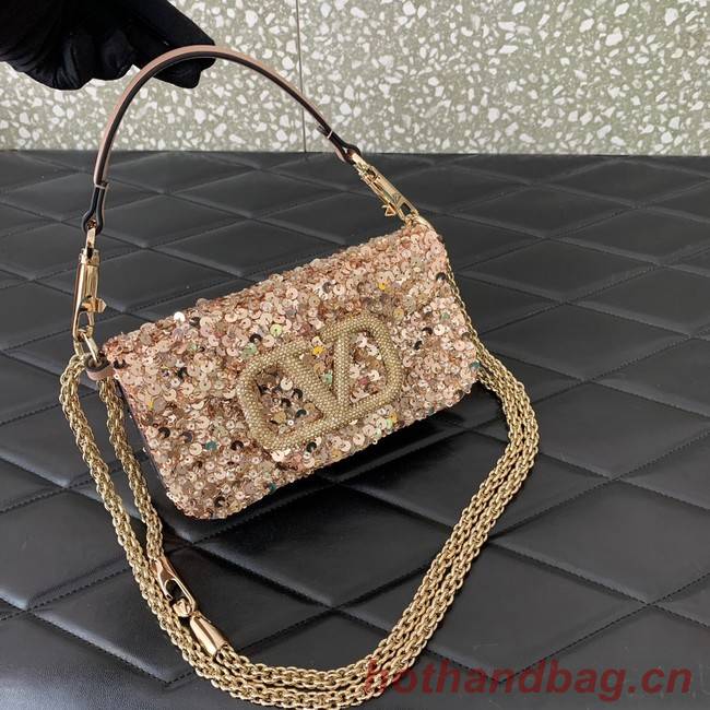 VALENTINO V-logo MINI LOCO sequin and leather bag WA0K53-1