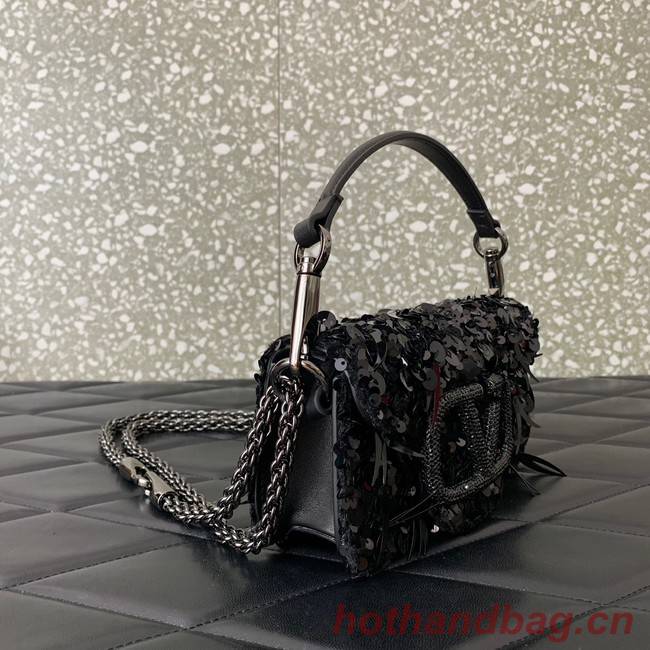 VALENTINO V-logo MINI LOCO sequin and leather bag WA0K53-2