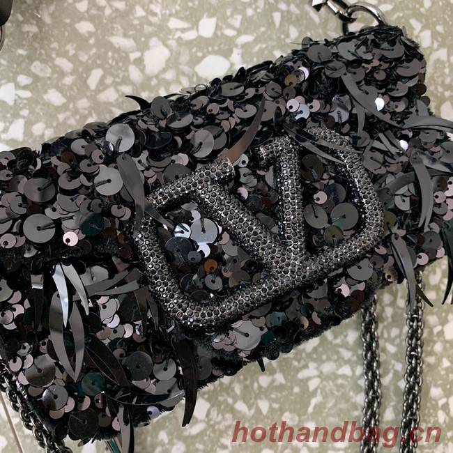 VALENTINO V-logo MINI LOCO sequin and leather bag WA0K53-2