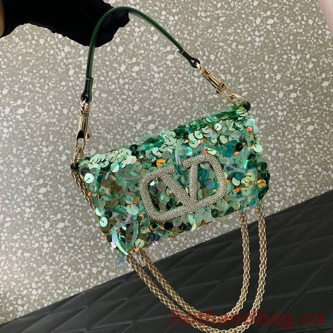 VALENTINO V-logo MINI LOCO sequin and leather bag WA0K53-4