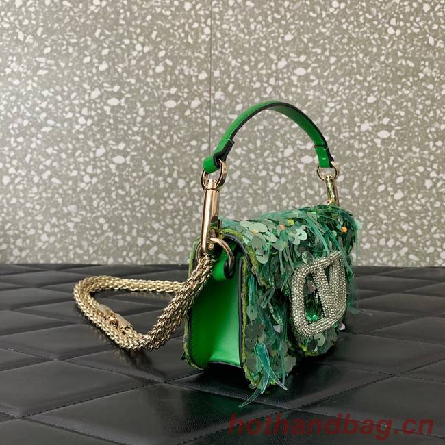 VALENTINO V-logo MINI LOCO sequin and leather bag WA0K53-4