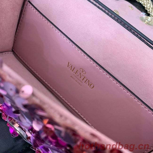 VALENTINO V-logo MINI LOCO sequin and leather bag WA0K53-5