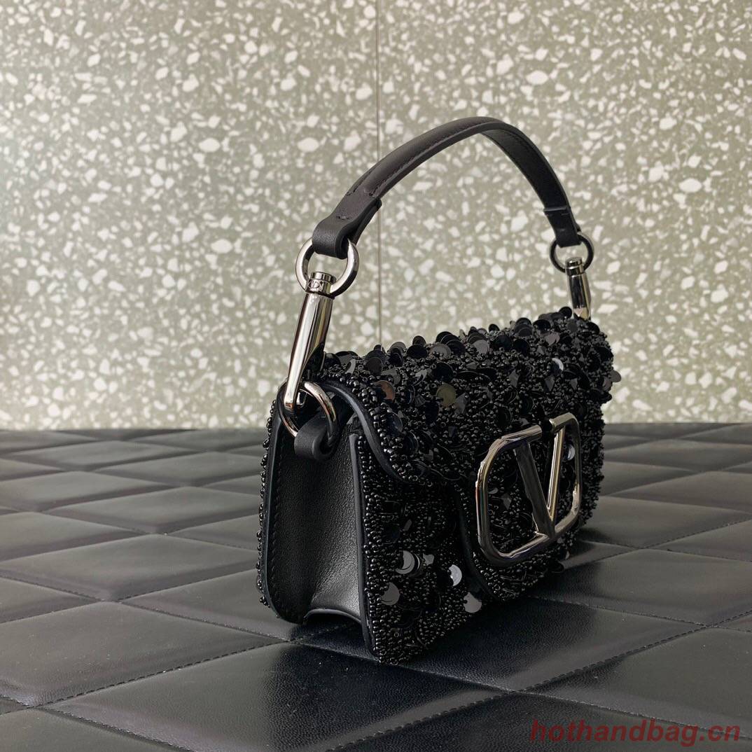 VALENTINO V-logo MINI LOCO sequin and leather bag WA0K53-9