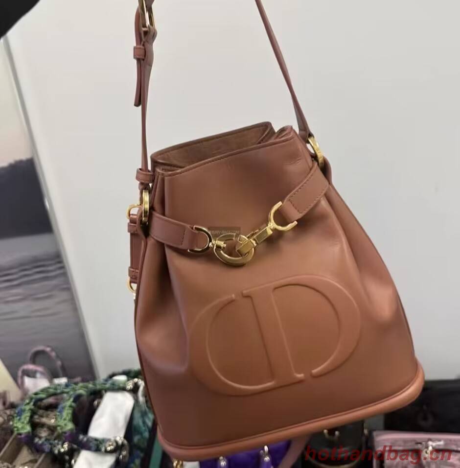 MEDIUM CEST DIOR BAG CD-Embossed Calfskin M2271UBHA  brown