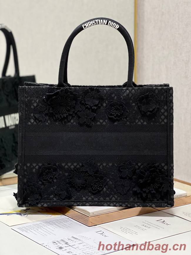 MEDIUM DIOR BOOK TOTE D-Lace Embroidery M1296ZE-3