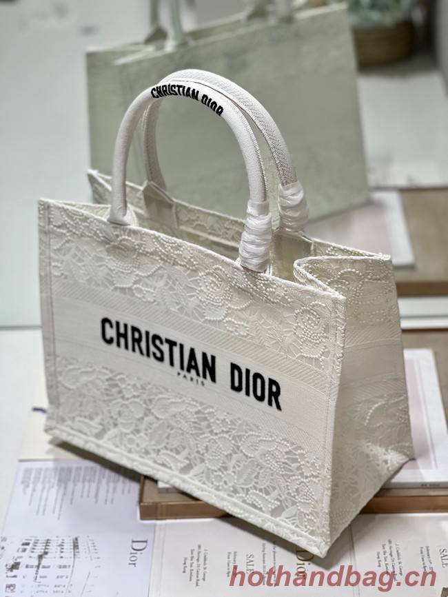 MEDIUM DIOR BOOK TOTE D-Lace Embroidery M1296ZE-6