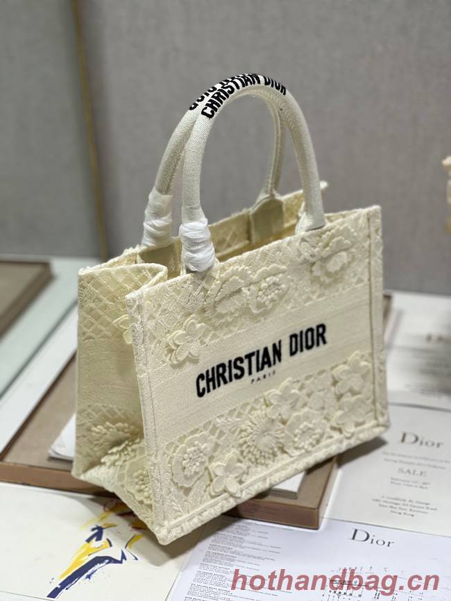 SMALL DIOR DIOR BOOK TOTE D-Lace Embroidery M1296ZRG-1