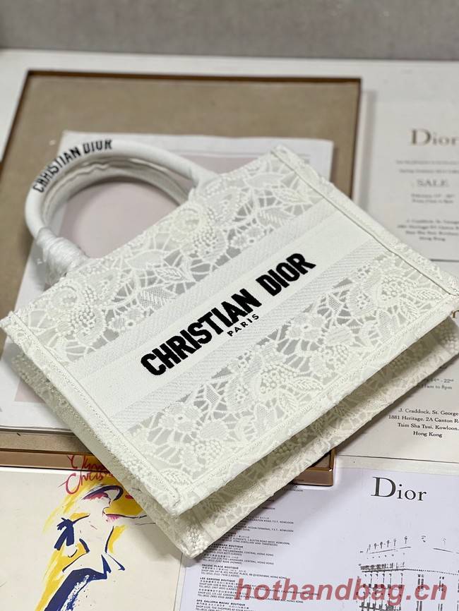 SMALL DIOR DIOR BOOK TOTE D-Lace Embroidery M1296ZRG-2