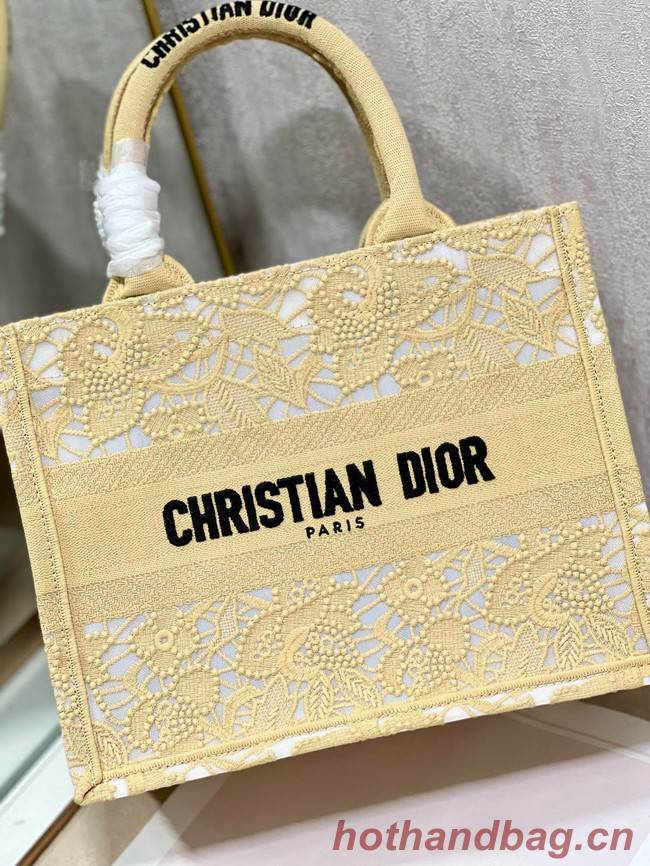 SMALL DIOR DIOR BOOK TOTE D-Lace Embroidery M1296ZRG-3