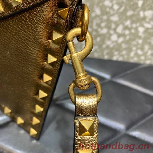 VALENTINO Garavani Rockstud Calfskin Clutch WP0P87R Brass