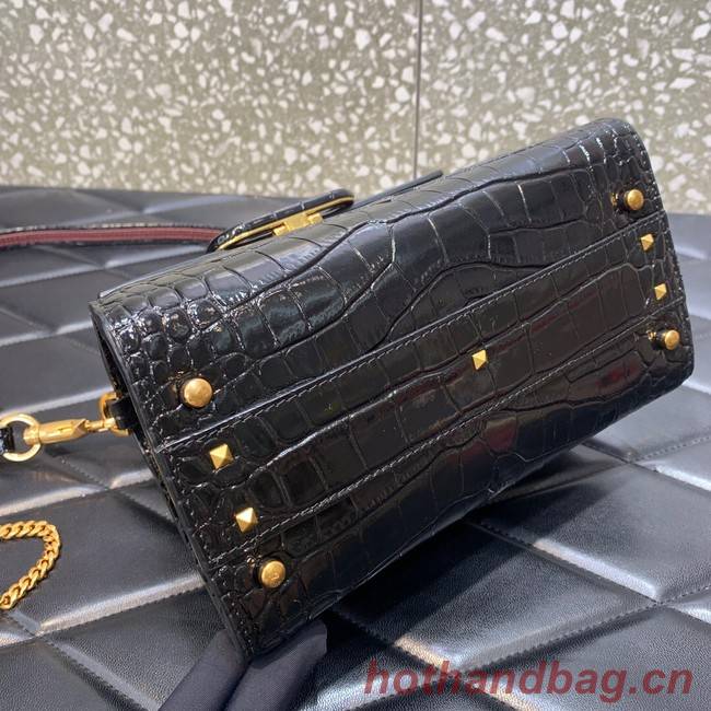 VALENTINO VSLING small Crocodile pattern Shoulder bag WB0F53 black