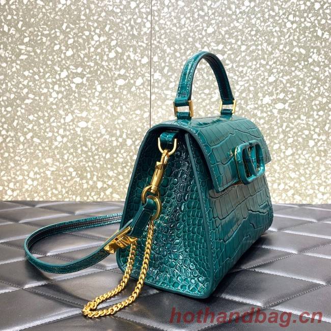 VALENTINO VSLING small Crocodile pattern Shoulder bag WB0F53 blue