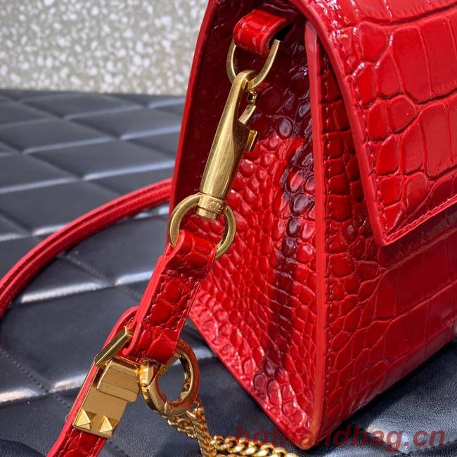 VALENTINO VSLING small Crocodile pattern Shoulder bag WB0F53 red