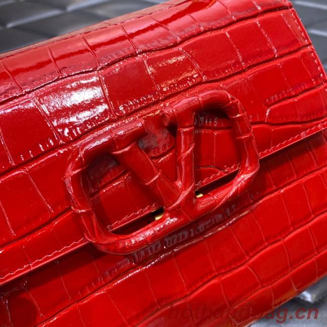 VALENTINO VSLING small Crocodile pattern Shoulder bag WB0F53 red