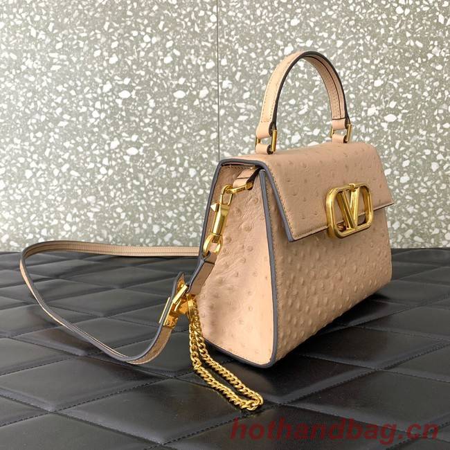 VALENTINO VSLING small Ostrich pattern Shoulder bag WB0F53 Cinnamon Pink