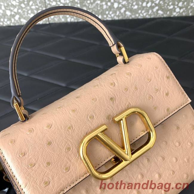 VALENTINO VSLING small Ostrich pattern Shoulder bag WB0F53 Cinnamon Pink