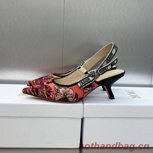 JADIOR SLINGBACK PUMP Embroidered Cotton 93527-1