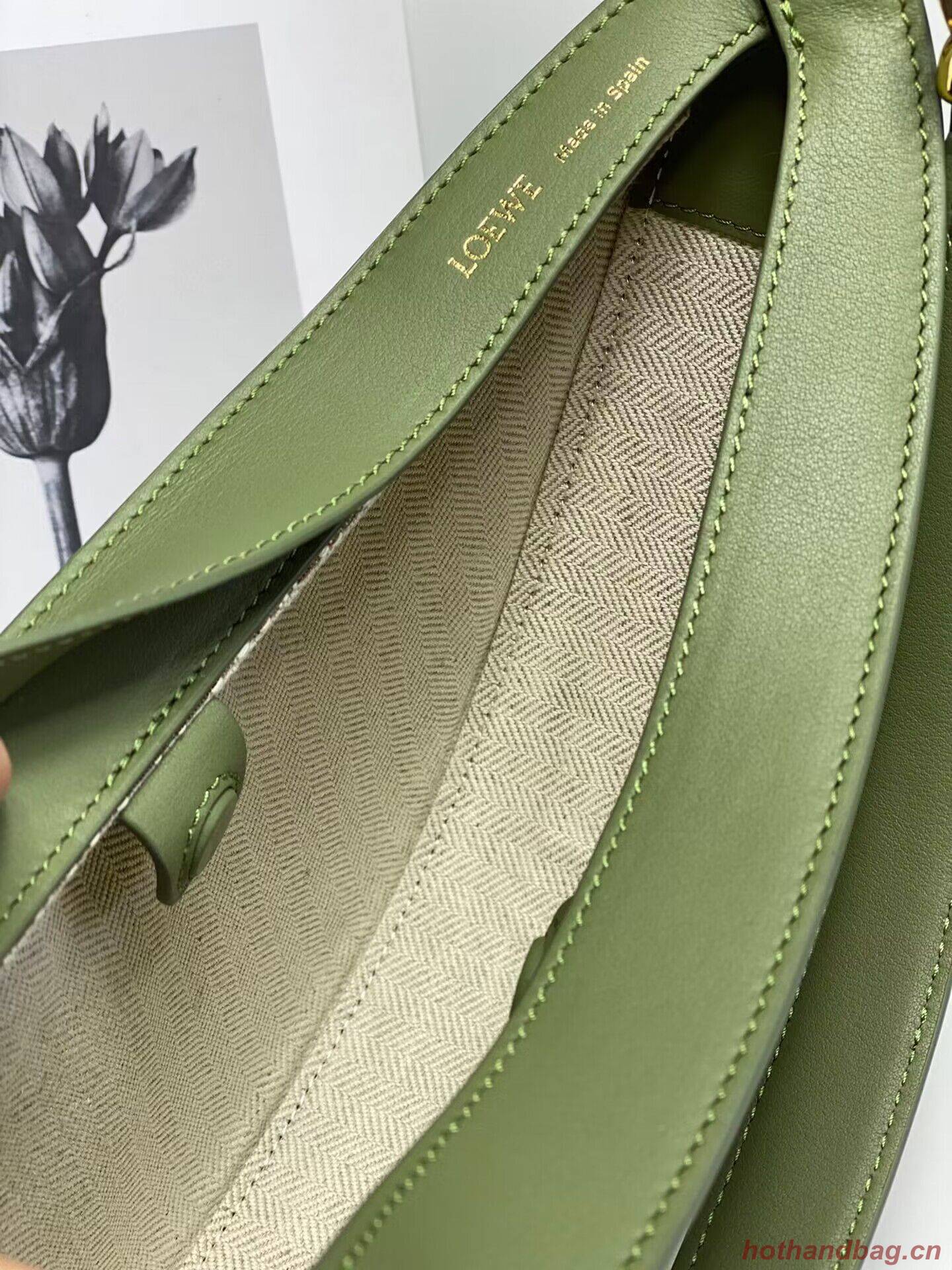 Loewe Original Leather Shoulder Handbag 3073 Green Embroidery