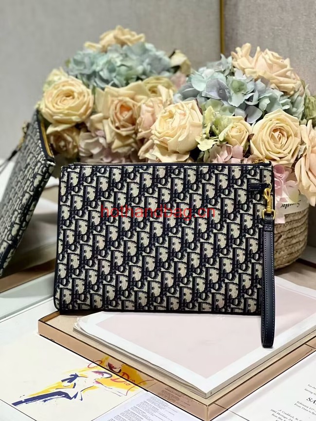 LARGE DIOR CARO DAILY POUCH Blue Dior Oblique Jacquard S5086UWHC