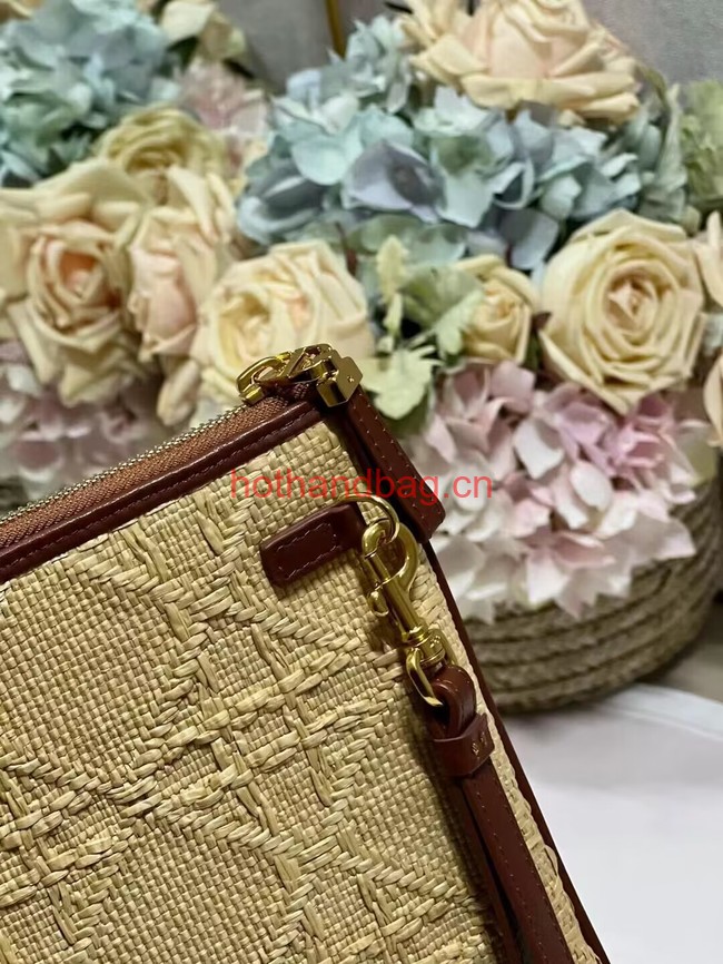 LARGE DIOR CARO DAILY POUCH Natural Cannage Raffia  S5086UWHC