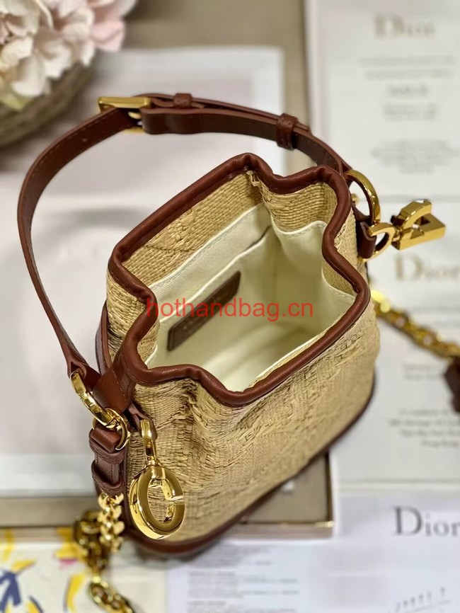 SMALL CEST DIOR BAG Natural Cannage Raffia M2272UB 