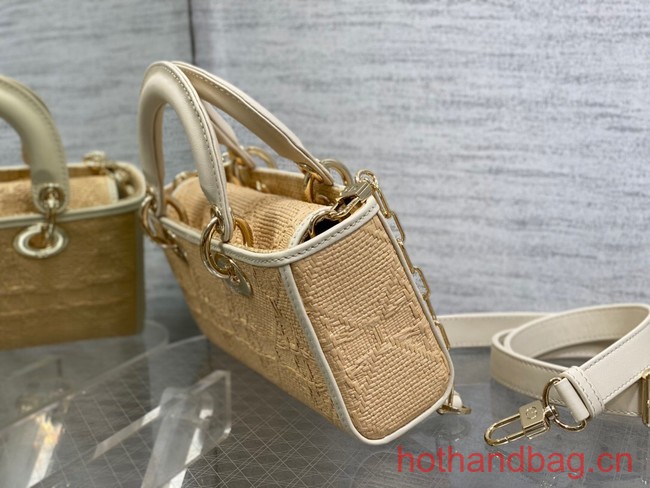 Dior SMALL LADY D-JOY BAG Natural Cannage Raffia M0613OW