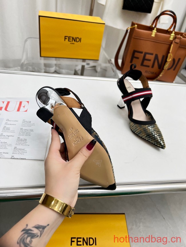 Fendi Colibri mesh high-heeled slingbacks 93616-3