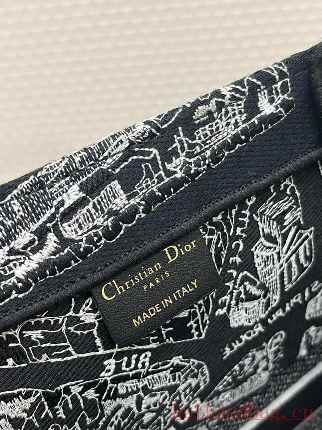 MEDIUM DIOR BOOK TOTE Black and White Plan de Paris Embroidery M1296ZOMP