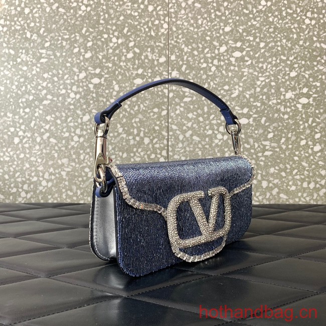 VALENTINO MINI LOCO imitation crystal shoulder bag WB0K53SL sky blue