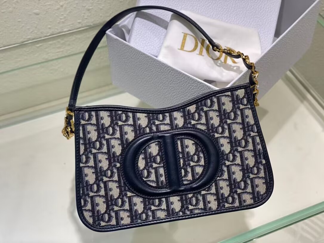 Dior CD SIGNATURE HOBO MINI BAG Blue Dior Oblique Jacquard S2213UTZ