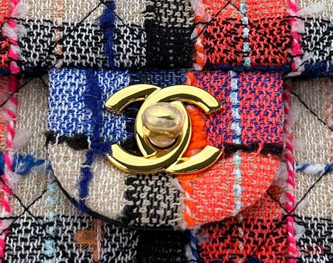 Chanel CLASSIC HANDBAG Wool Tweed A1112 Rainbow