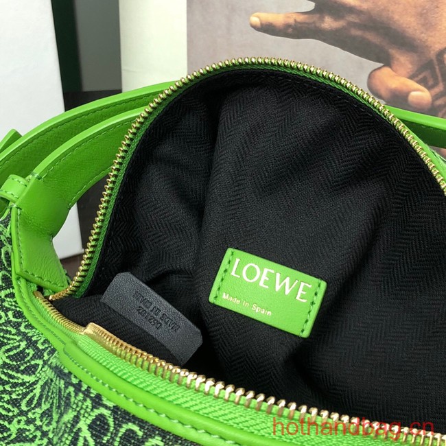 Loewe Miniature Anagram Jacquard and cow leather bag 651420 green