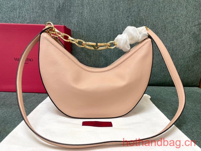 VALENTINO Vlogo Moon small leather HOBO bag chain N08J pink