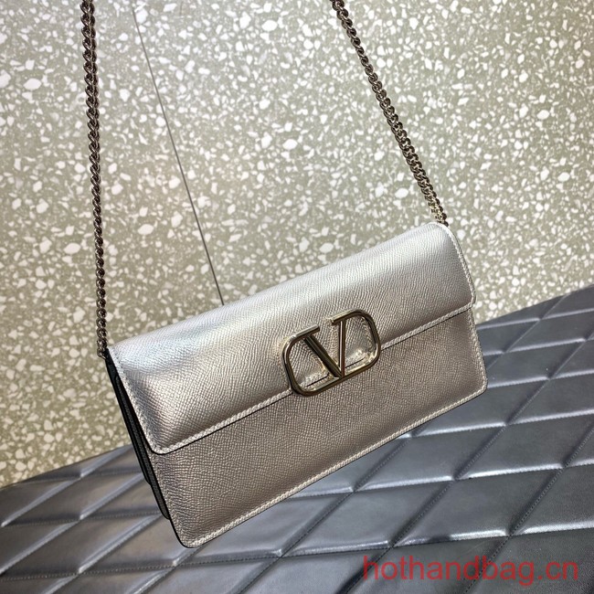 VALENTINO grain calfskin leather bag 0681 Silver