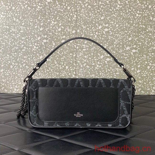 VALENTINO V-logo LOCO sheepskin and fabric handbag Q6ZN black